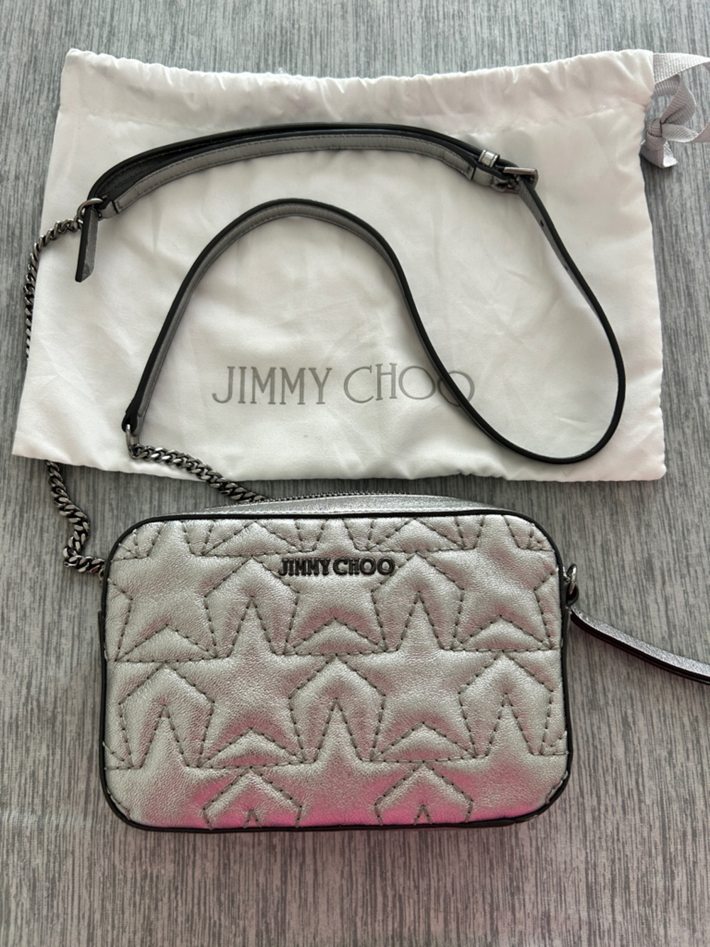 Jimmy Choo Haya Star Metallic Napa Shoulder Bag
